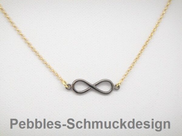 Pebbles-Design! Kette Black Infinity 925 vergoldet