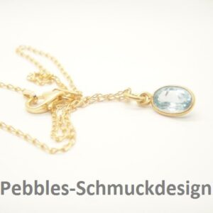 Tiny Pebbles!  Halskette sky-blue Topas 925 verg.