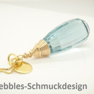 Statement! edle Kette  mit Blauquarz 925 vergoldet