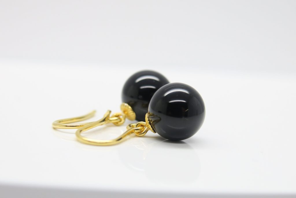 PUR & Edel...Ohrhänger black Onyx 925 Silber verg.