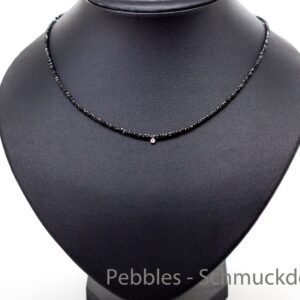 Diamantcollier schwarz, 15,2ct  Brillant 18K Weißg