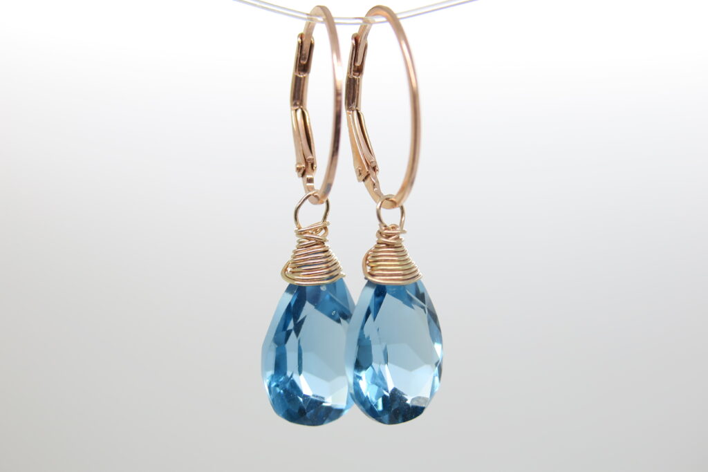 Sky-blue...leuchtender Quarz Einhänger 925 Silber hochwertig rosè vergoldet für Wechselschmuck Creole/ Ohrhaken