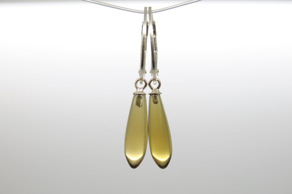 Cognac farbige, klare Whiskey Quarz-Pampeln...schöne Einhänger für Wechselschmuck Creole/ Ohrhaken aus Sterlingsilber